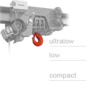 HADEF Electric Chain Hoists in low headroom configuration